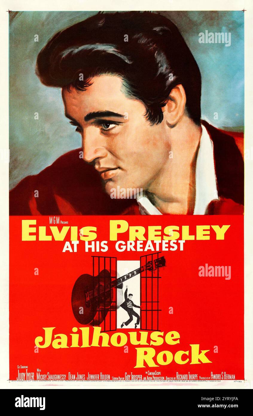 Poster für den US-amerikanischen Film Jailhouse Rock aus dem Jahr 1957 mit Elvis Presley. Stockfoto