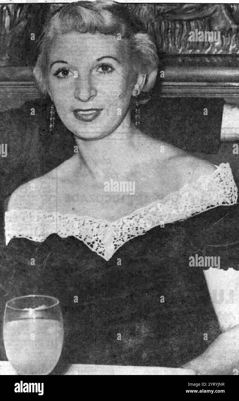 1955 war Ruth Ellis die letzte Frau, die in Großbritannien hingerichtet wurde, nachdem ihr Liebhaber David Blakely erschossen worden war. Stockfoto