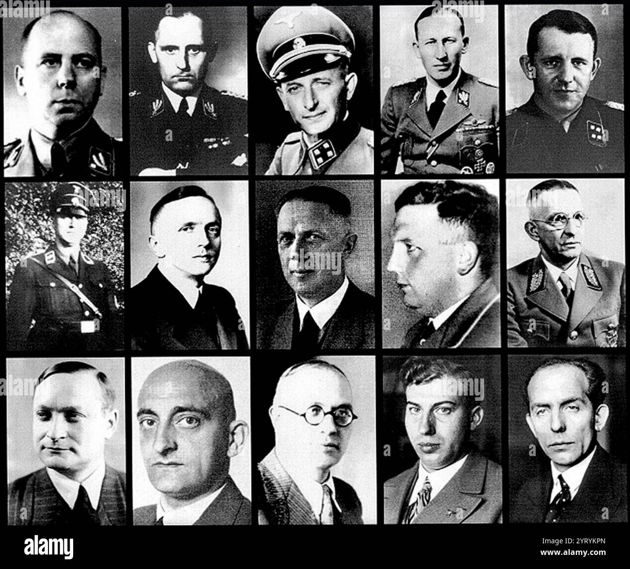 Teilnehmer der Wannsee Konferenz 1942. Adolf Eichmann, oberste Reihe 3 von links und Reinhard Heydrich 4. Von links. Stockfoto