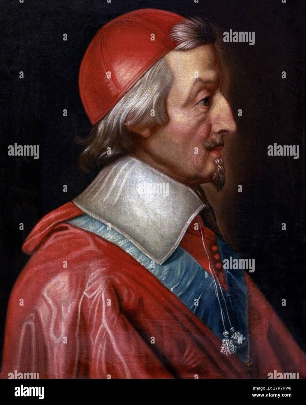 Armand Jean du Plessis, Herzog von Richelieu (1585 ? 1642), bekannt als Kardinal Richelieu, französischer Staatsmann. Er wurde bekannt als l'Minence rouge. Erster Staatsminister 1624 ? 1642. 17. Jahrhundert Porträt von Kardinal Richelieu von Philippe de Champaigne Stockfoto