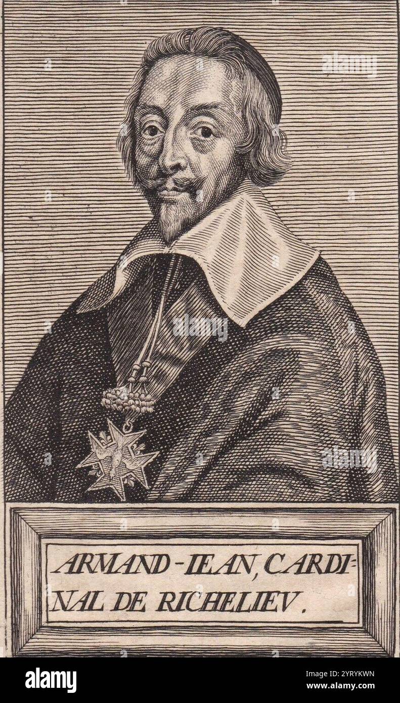 Armand Jean du Plessis, Herzog von Richelieu (1585 ? 1642), bekannt als Kardinal Richelieu, französischer Staatsmann. Er wurde bekannt als l'Minence rouge. Erster Staatsminister 1624 ? 1642. Porträt des 17. Jahrhunderts. Stockfoto