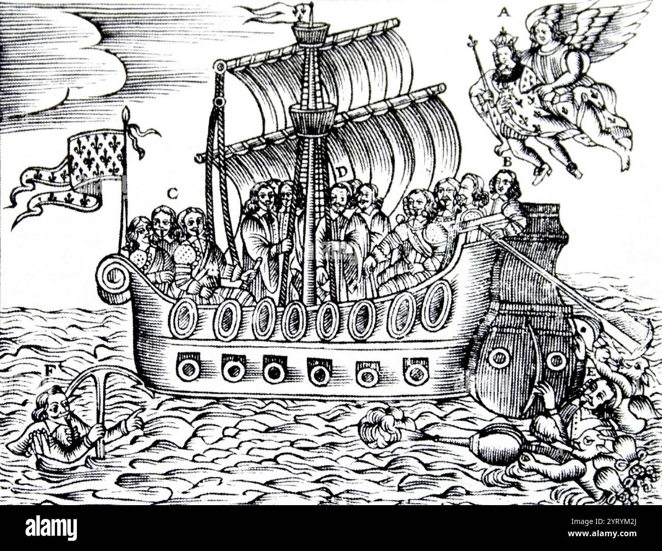 Anti-Mazarin-Propaganda-Illustration aus der Zeit der Fronde. Die Fronde waren Bürgerkriege in Frankreich zwischen 1648 und 1653. Stockfoto
