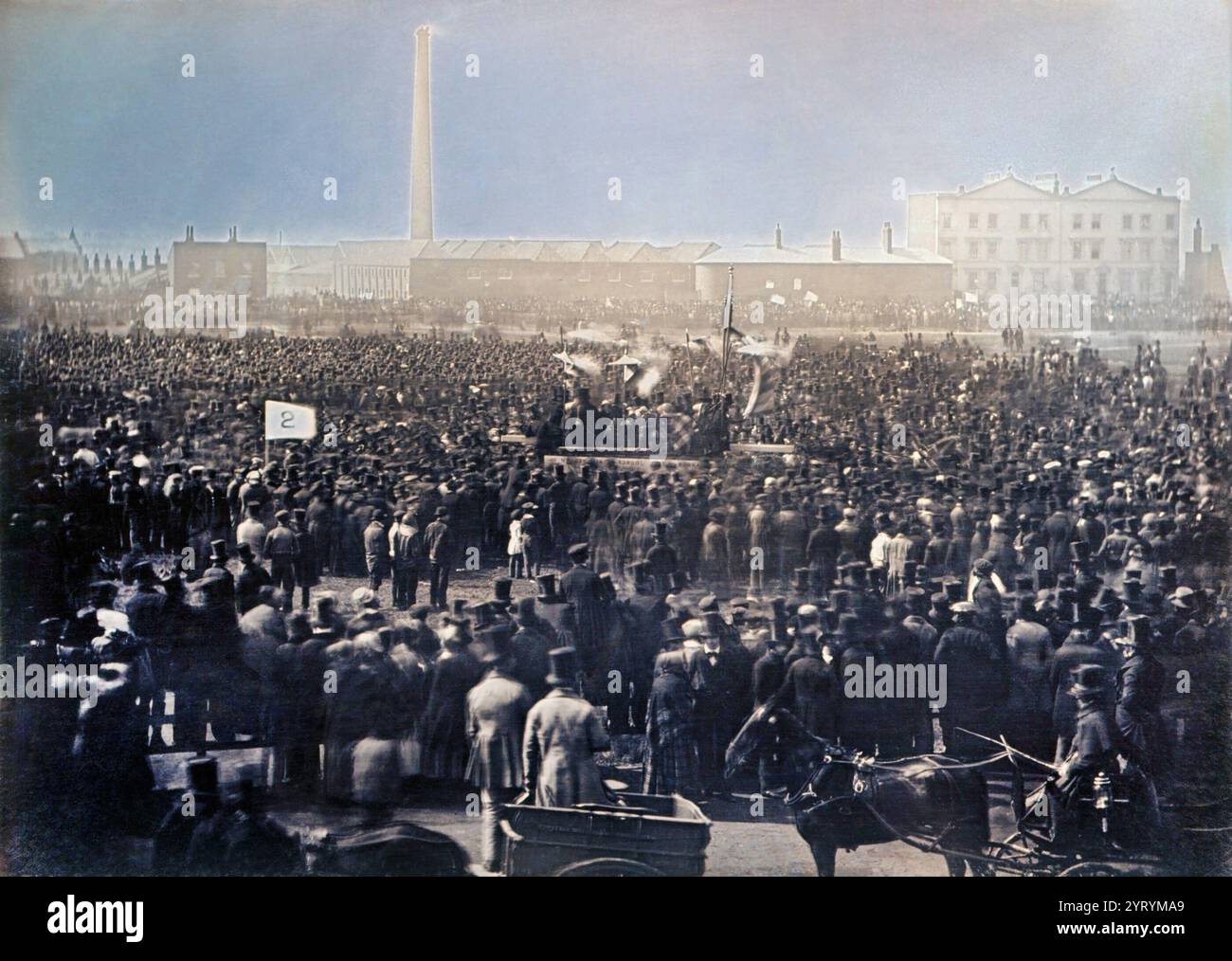 Chartist Meeting am 10. April 1848 in Kennington Common von William Edward Kilburn, restaurierte Version. Stockfoto