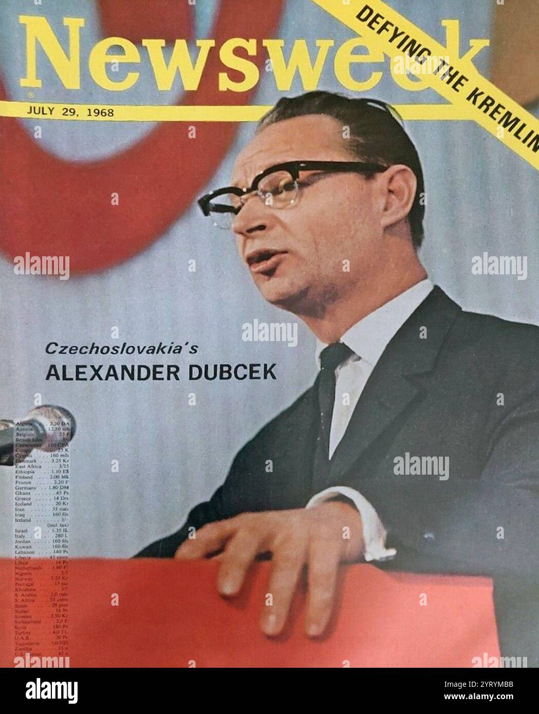Die sowjetische Invasion der Tschechoslowakei im Jahr 1969 wurde in der amerikanischen Zeitschrift Newsweek berichtet. Alexander Dubcek ist auf dem Cover zu sehen. Stockfoto