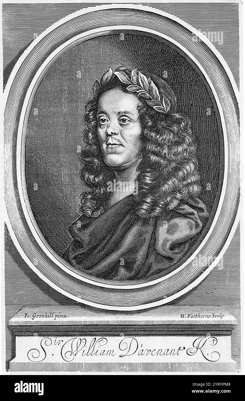 Sir William Davenant (1606 ? 1668) englischer Dichter und Dramatiker. Englischer Theaterautor der Renaissance, dessen Karriere sowohl die Caroline als auch die Restauration umspannte. Stockfoto Sir William Davenant (1606 ? 1668) englischer Dichter und Dramatiker. Englischer Theaterautor der Renaissance, dessen Karriere sowohl die Caroline als auch die Restauration umspannte. Stockfoto