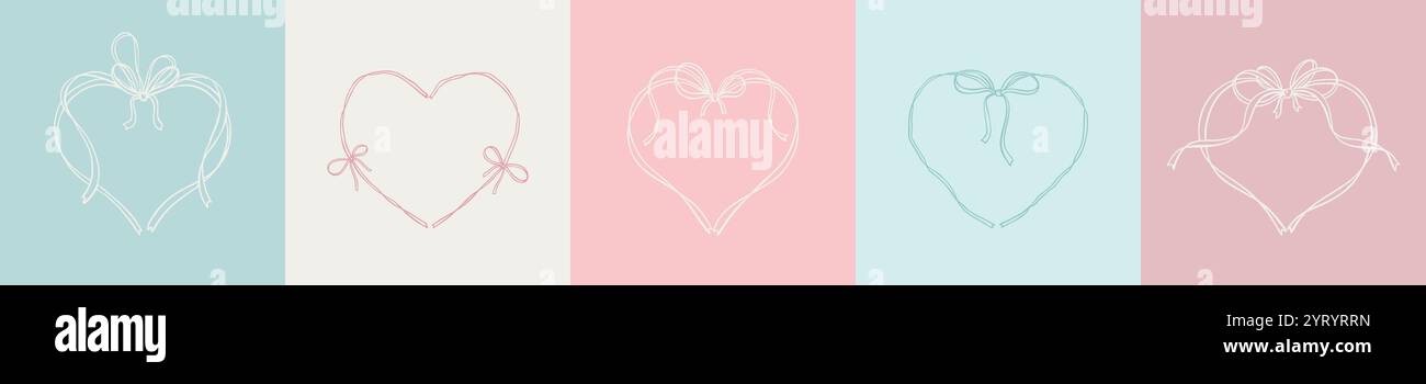 Design-Elemente für Babydusche mit Schleifenband und Herzrahmen. Es ist ein Mädchen, es ist ein Junge Grußkarten. Kleiner Prinz und Prinzessin Hintergrund. Neugeborene zum Geburtstag Stock Vektor