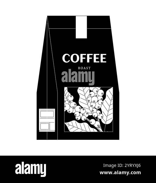 Kaffeebeutel isoliert auf weißem Hintergrund, Kaffeezeit Moderne minimalistische Dekoration Vektor Illustration. Monochrome Stil. Stock Vektor