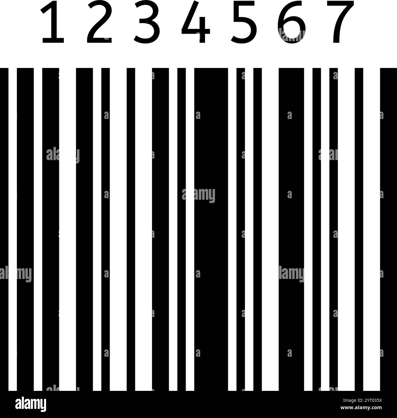 Schwarz-weißer Barcode mit vertikalen Linien und Zahlen, der die Produktidentifikation, Bestandskontrolle und den Einzelhandelsverkauf innerhalb des symbolisiert Stock Vektor