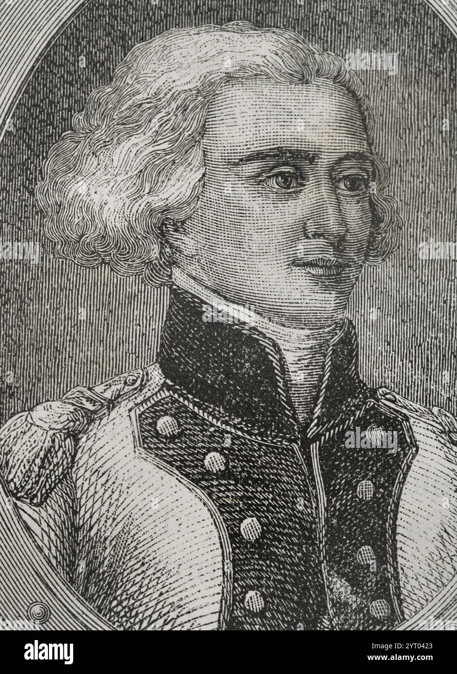 Bon-Adrien Jeannot de Moncey (1754-1842). Französischer General, 1804 von Napoleon Bonaparte zum Marschall des Reiches ernannt. Hochformat. Zeichnung von Liénard. Gravur. Verlauf Stockfoto