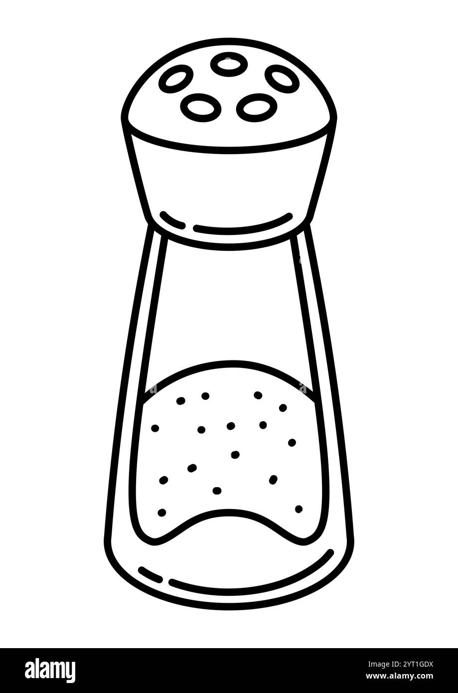 Abbildung: Salzstreuer. Stilvolles Küchenobjekt zum Kochen von Rezepten und Menüs. Stock Vektor