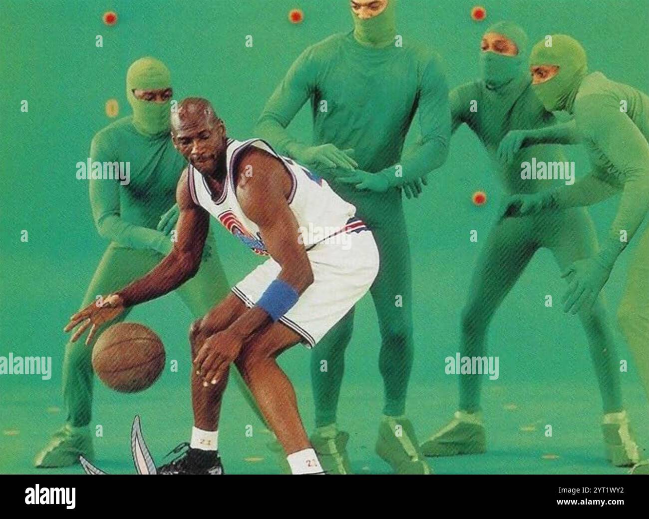 SPACE JAM 1996 Warner Bros. Film mit Michael Jordan, der die Verwendung des Green Screen zeigt Stockfoto
