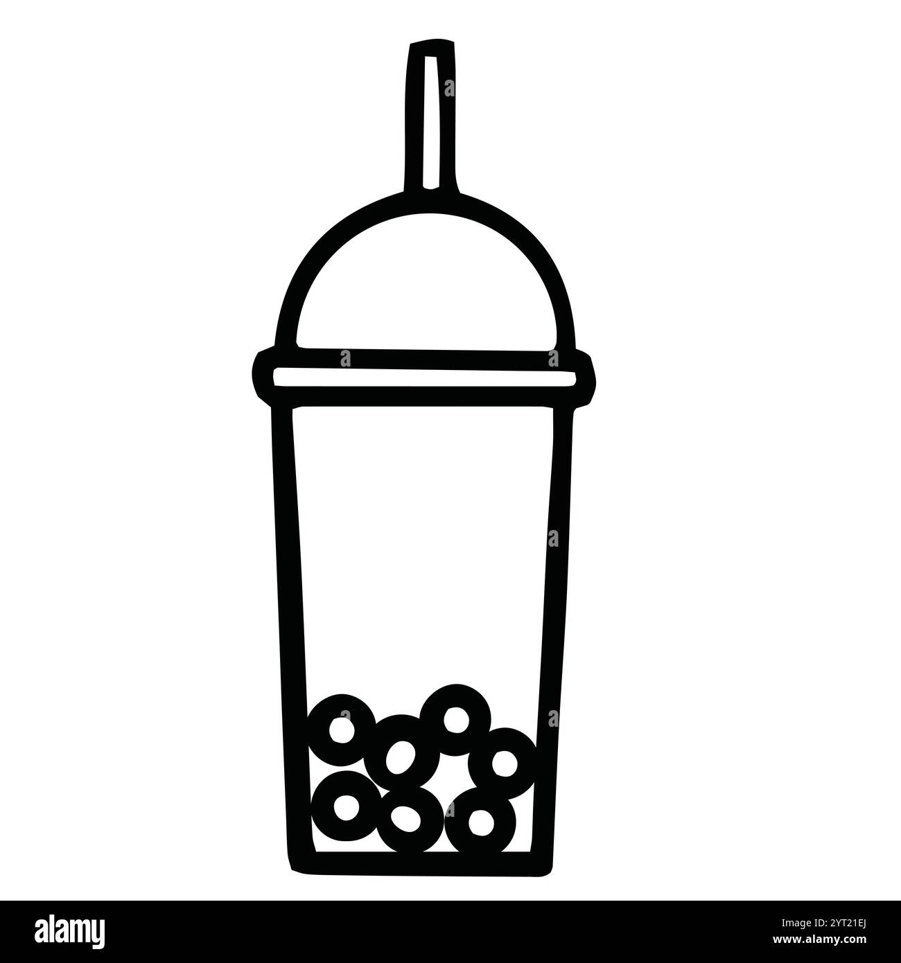 Boba Tea Bubble Tea Symbol handgezeichnet Schwarz und weiß Dick Lines SVG Stock Vektor