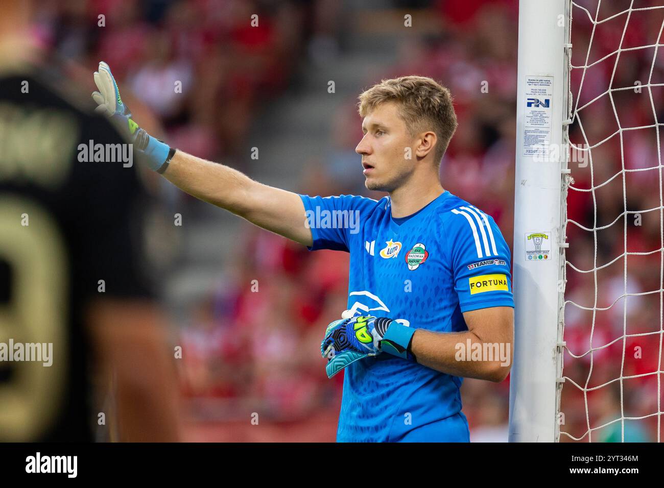 Maciej Kikolski aus Radomiak wurde während des Polnischen PKO Ekstraklasa League-Spiels zwischen Widzew Lodz und Radomiak Radom im Widzew Lodz Municipal Stadium gesehen. Endergebnis: Widzew Lodz 3:2 Radomiak Radom. Stockfoto