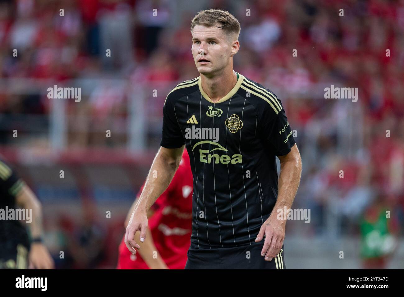 Michal Kaput von Radomiak wurde während des Polnischen PKO Ekstraklasa League-Spiels zwischen Widzew Lodz und Radomiak Radom im Widzew Lodz Municipal Stadium gesehen. Endergebnis: Widzew Lodz 3:2 Radomiak Radom. Stockfoto