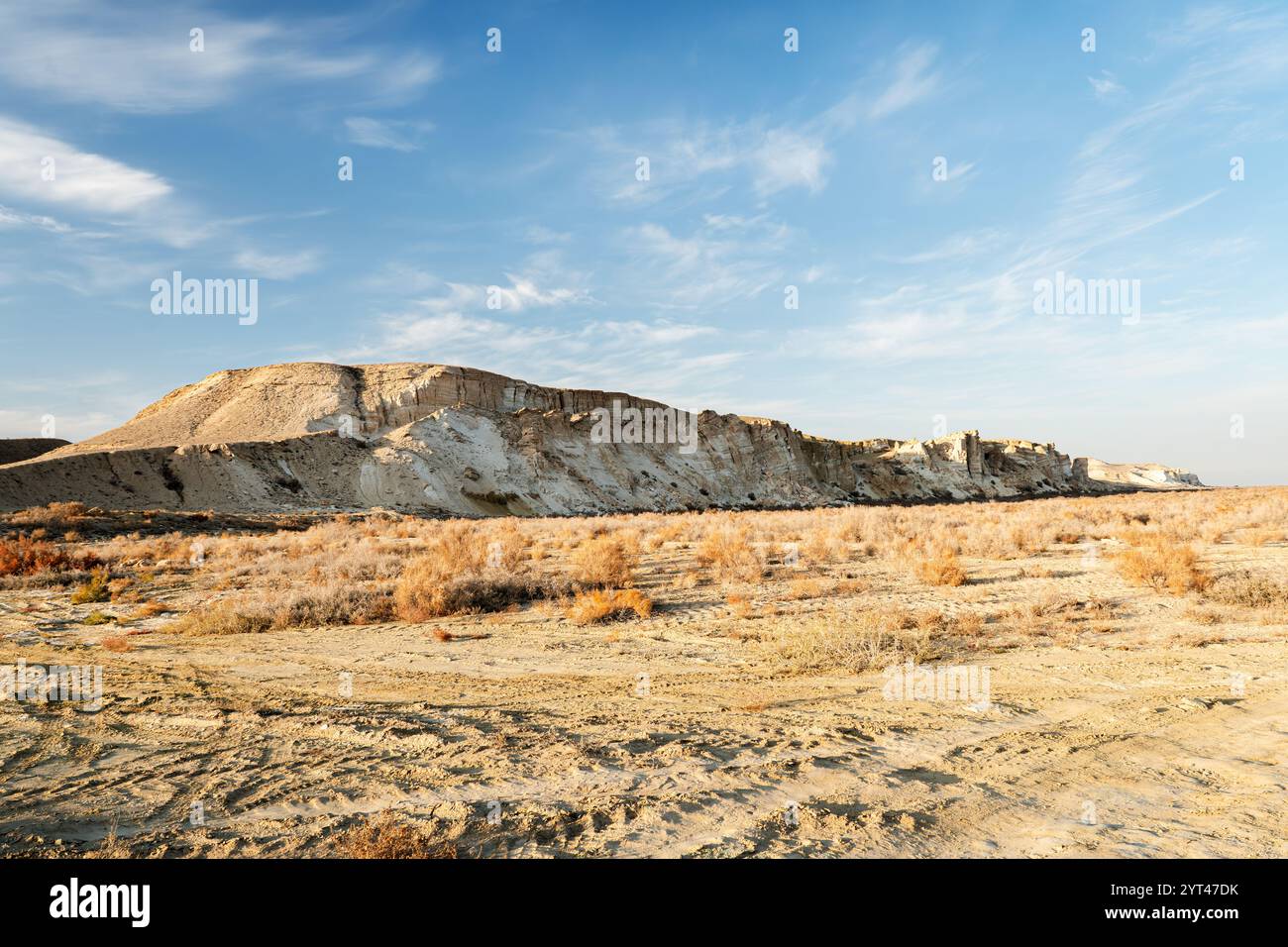 Trockene Küste, das Problem des Aral-Meeres. Küste des ausgetrockneten Meeres. Der vertrocknete Boden des Aral-Meeres. Stockfoto