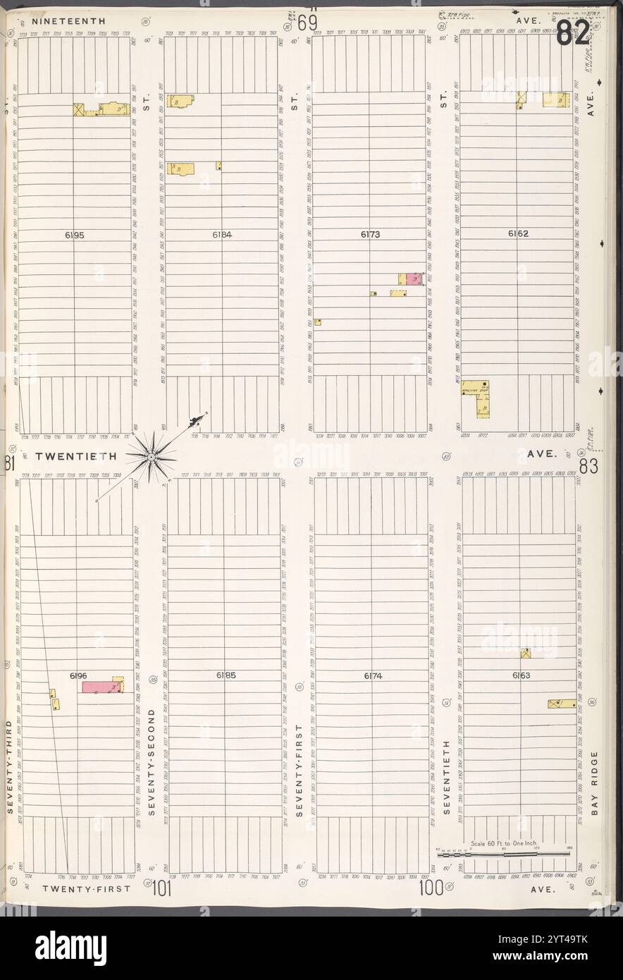 Brooklyn V. 12, Plate No. 82 [Karte begrenzt durch 19th Ave., Bay Ridge Ave., 21st Ave., 73rd St.] 1884 - 1936 Stockfoto