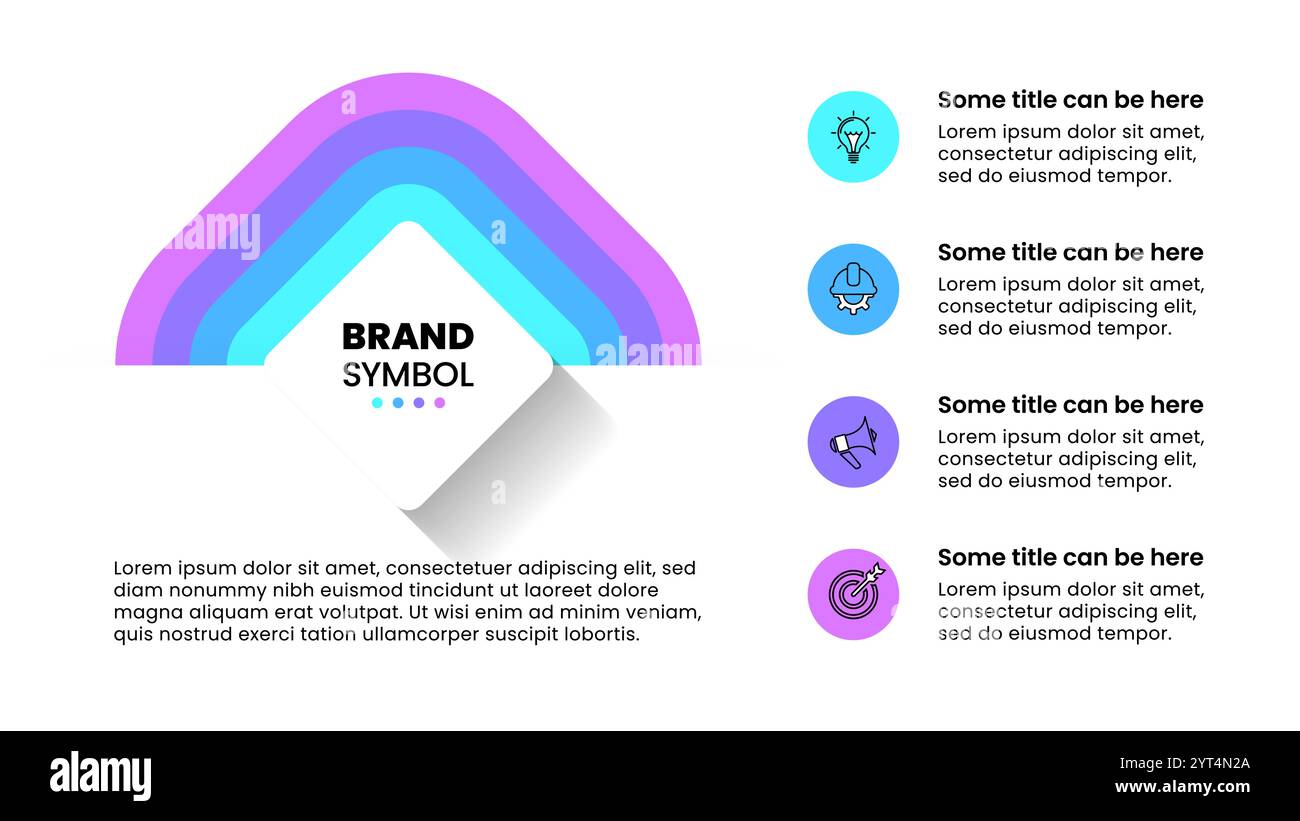 Infografik-Vorlage mit Symbolen und 4 Optionen oder Schritten. Kann für Workflow-Layout, Diagramm, Banner, webdesign verwendet werden. Vektorgrafik Stock Vektor