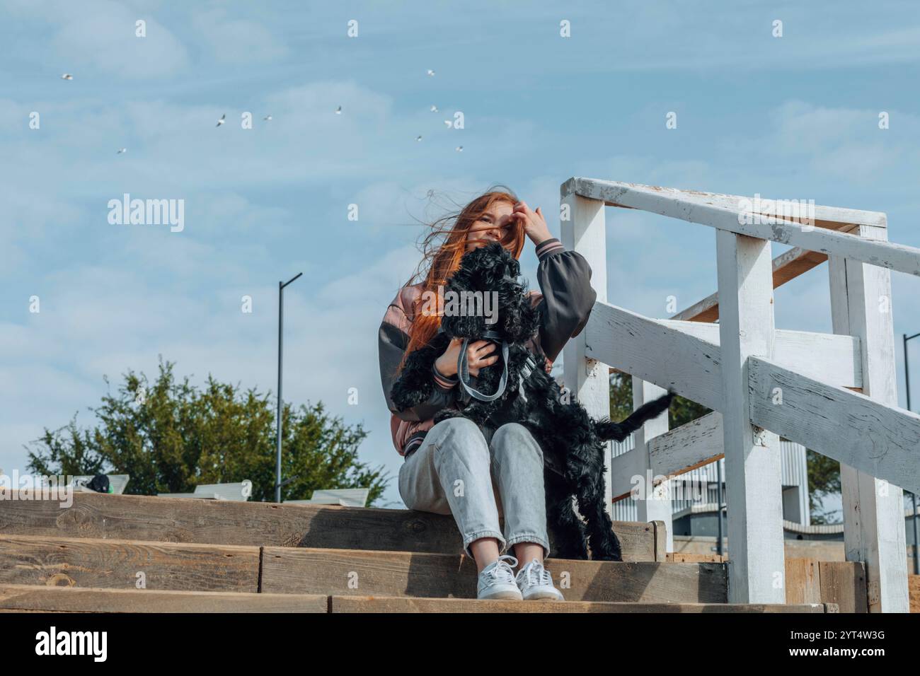 Achtsam mit Haustier, geistige Klarheit, emotionale Verjüngung für Wellness Stockfoto