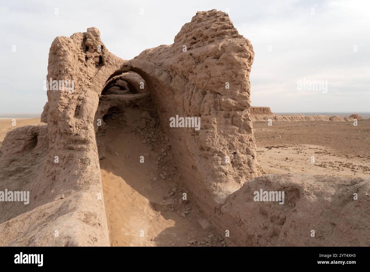 Ayaz-Kala Festung (die beliebteste und malerischste Festung des Landes). Nukus, Karakalpakstan, Usbekistan, Kyzylkum-Wüste, Zentralasien. Stockfoto