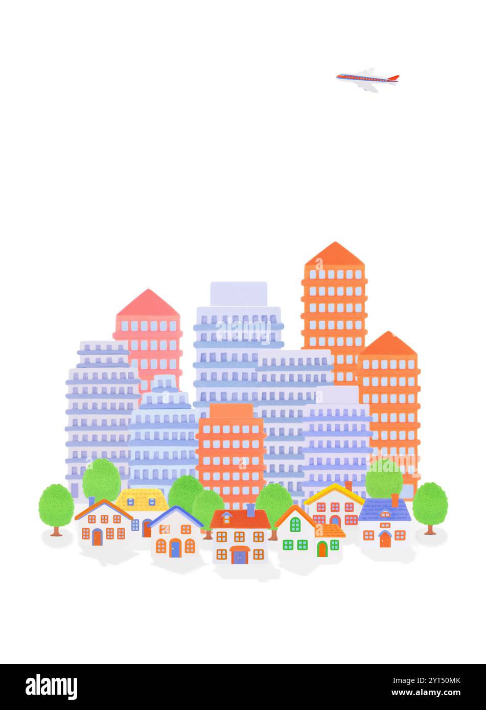 Lehm-Wolkenkratzer und eine Reihe von Häusern Stockfoto