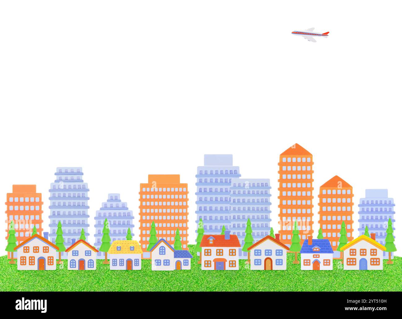 Lehm-Wolkenkratzer und eine Reihe von Häusern Stockfoto