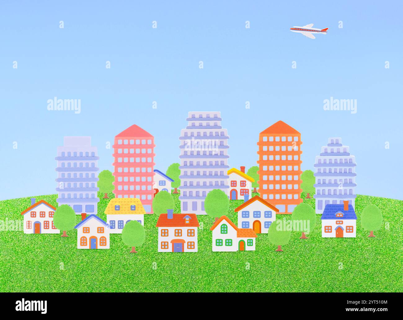 Lehm-Wolkenkratzer und eine Reihe von Häusern Stockfoto