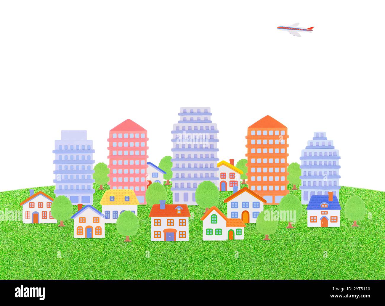 Lehm-Wolkenkratzer und eine Reihe von Häusern Stockfoto