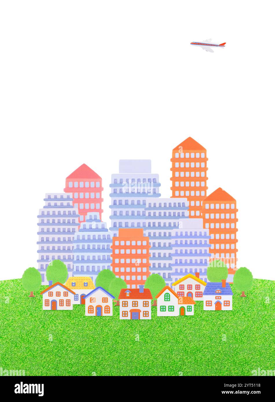 Lehm-Wolkenkratzer und eine Reihe von Häusern Stockfoto