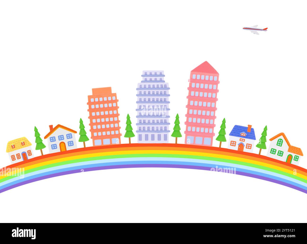 Regenbogen, Wohnungen und Häuser Stockfoto