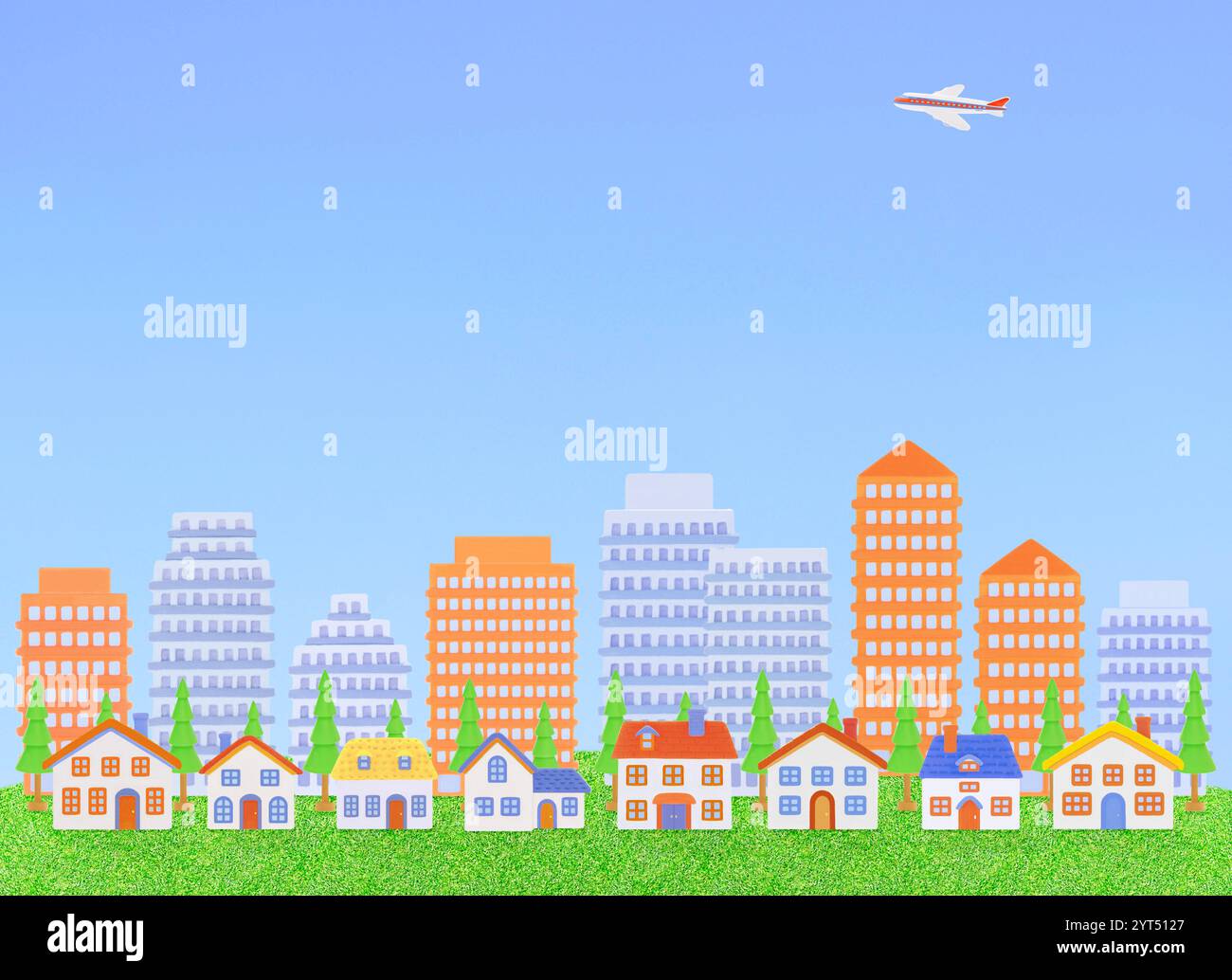 Lehm-Wolkenkratzer und eine Reihe von Häusern Stockfoto