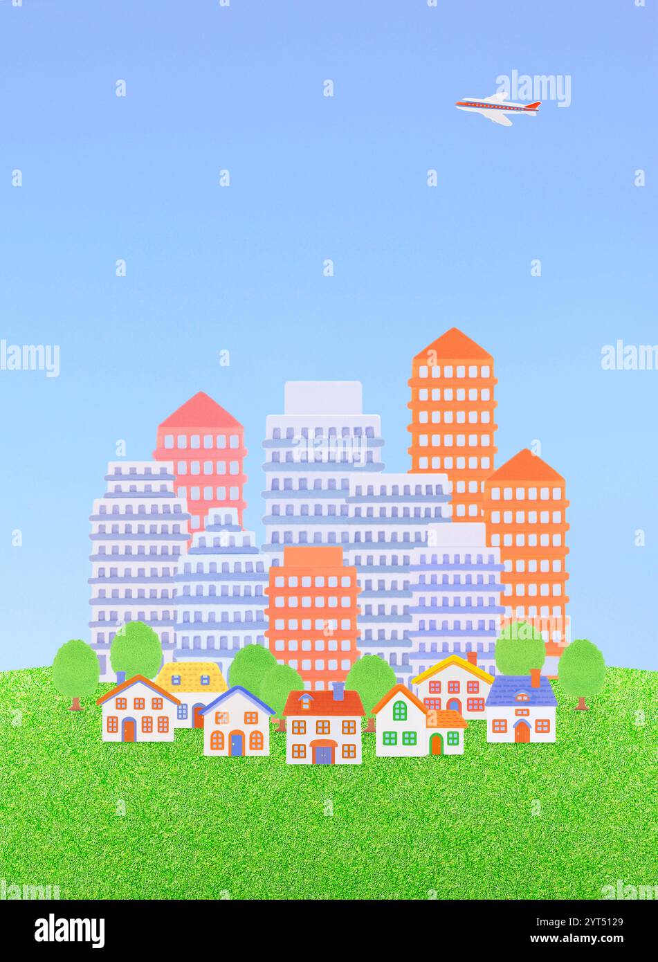Lehm-Wolkenkratzer und eine Reihe von Häusern Stockfoto
