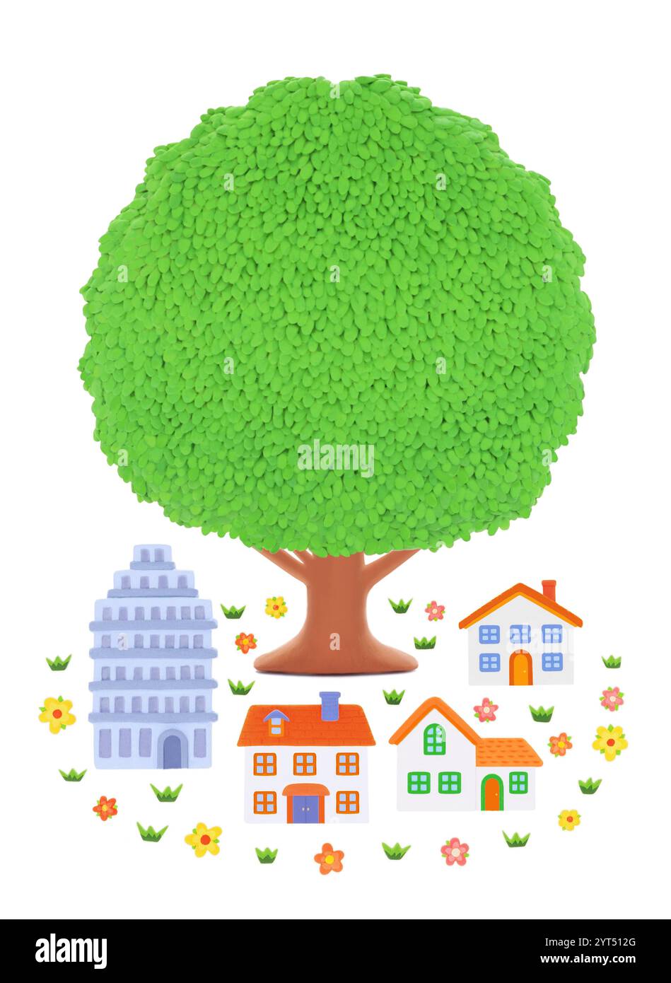 Tolle Bäume und Häuser Stockfoto