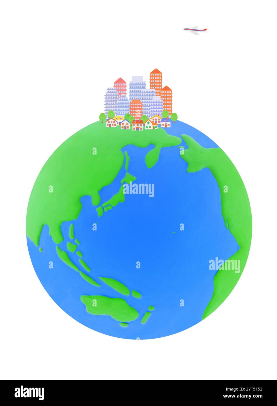 Erde und Häuser und Gebäude Stockfoto
