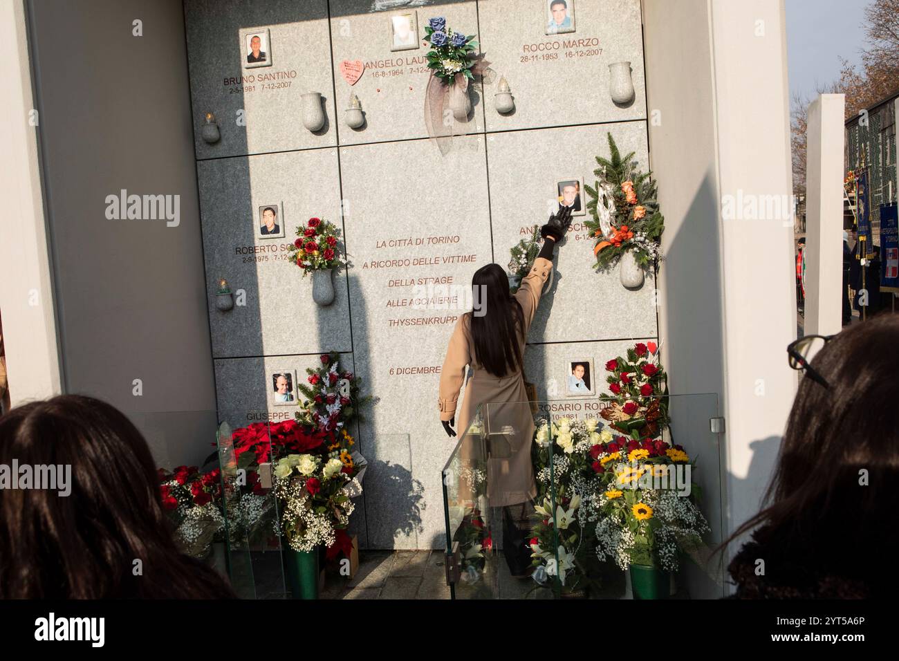 Torino, Italien. Dezember 2024. ThyssenKrupp Tragödie Gedenkfeier zum 17. Jahrestag im Cimitero Monumentale in Turin, Italien - Friay, 6. Dezember 2024 - News - Andrea Alfano/LaPresse Credit: LaPresse/Alamy Live News Stockfoto