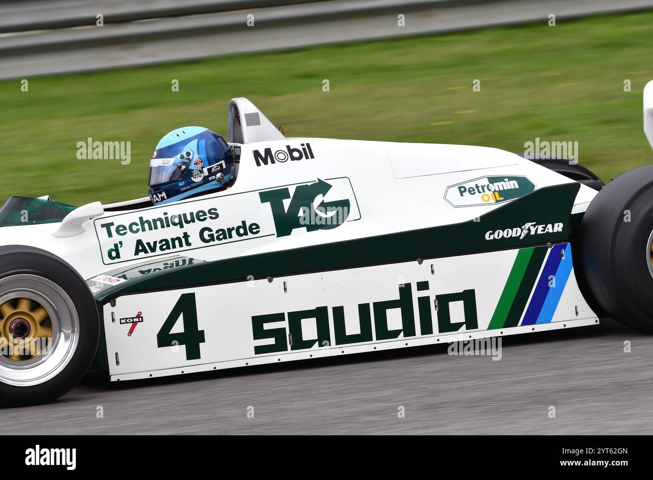 Scarperia, Italien - 12. Oktober 2024: Williams FW08 aus dem Jahr 1982 Ex Keke Rosberg fahren durch unbekannt in Aktion während des Trainings auf dem Mugello Circuit Stockfoto