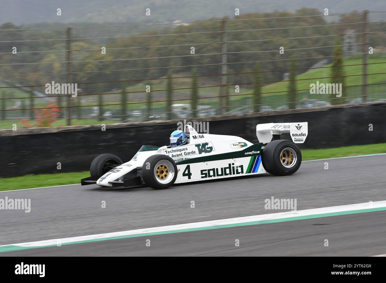 Scarperia, Italien - 12. Oktober 2024: Williams FW08 aus dem Jahr 1982 Ex Keke Rosberg fahren durch unbekannt in Aktion während des Trainings auf dem Mugello Circuit Stockfoto