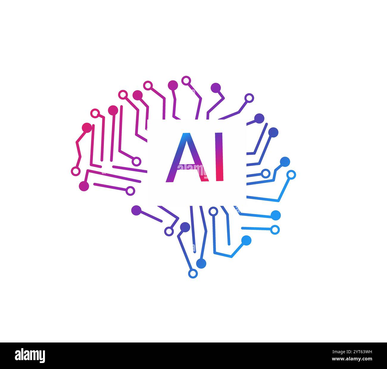 Künstliche Intelligenz-Vektor-Kunst-Technologie menschliches Gehirn Mikrochip Kinn in Gehirn Ai Arbeit im menschlichen Leben Stock Vektor
