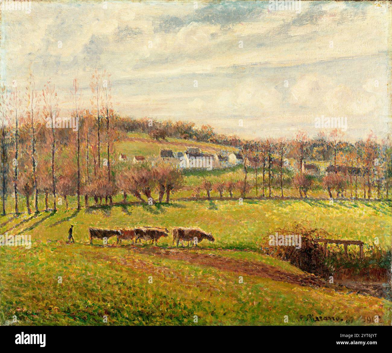 Sommerlandschaft, Eragny. Camille Pissarro.1887 und 1902 Stockfoto