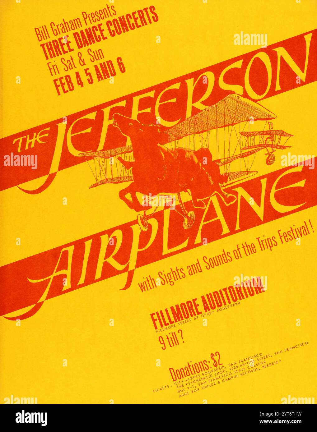 Jefferson Airplane, Sight and Sounds of the Trips Festival - Fillmore Auditorium - Konzertposter - 4., 5., 6. Februar 1966 Stockfoto