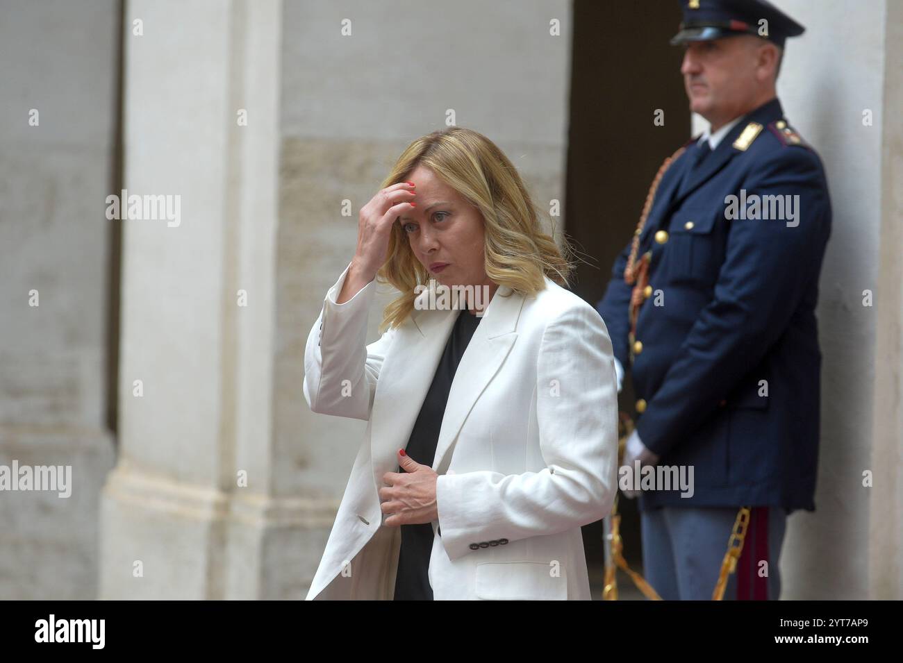 Italien, Rom, 22. Juli 2024: Der Chigi-Palast, Giorgia Meloni, empfängt den Präsidenten des Europäischen Rates Antonio Luis Santos da Costa. Foto Von Giorgia Meloni © Stefano Carofei/Sintesi/Alamy Stock Photo Stockfoto