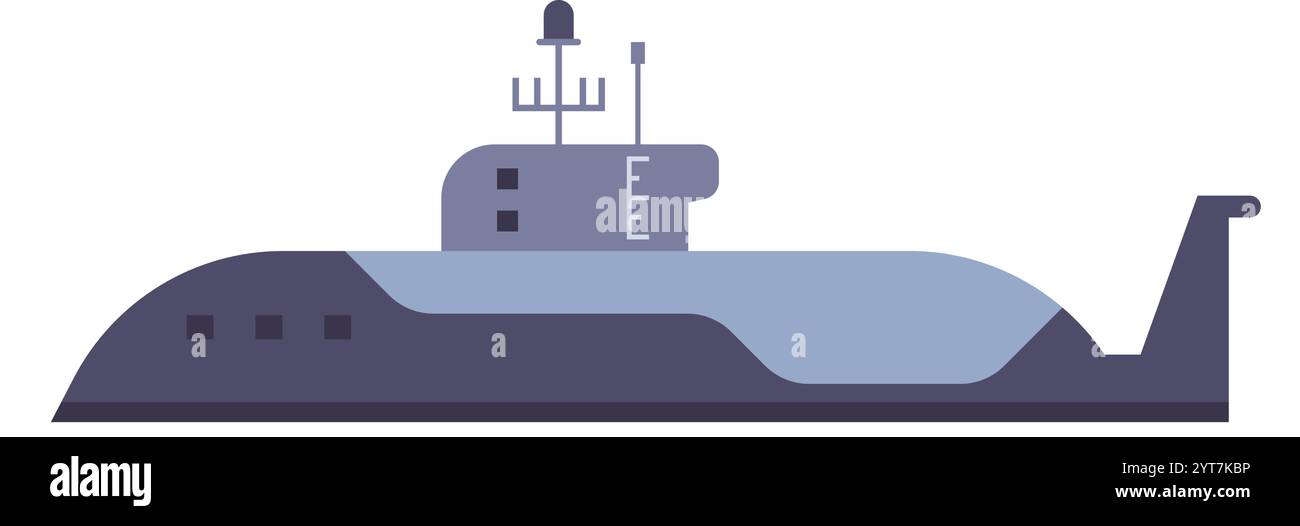 Modernes U-Boot, das durch die Tiefen des Ozeans navigiert und seine fortschrittliche Technologie und seine militärischen Fähigkeiten unter Beweis stellt, repräsentiert Seeverteidigung und Unterwasser Stock Vektor