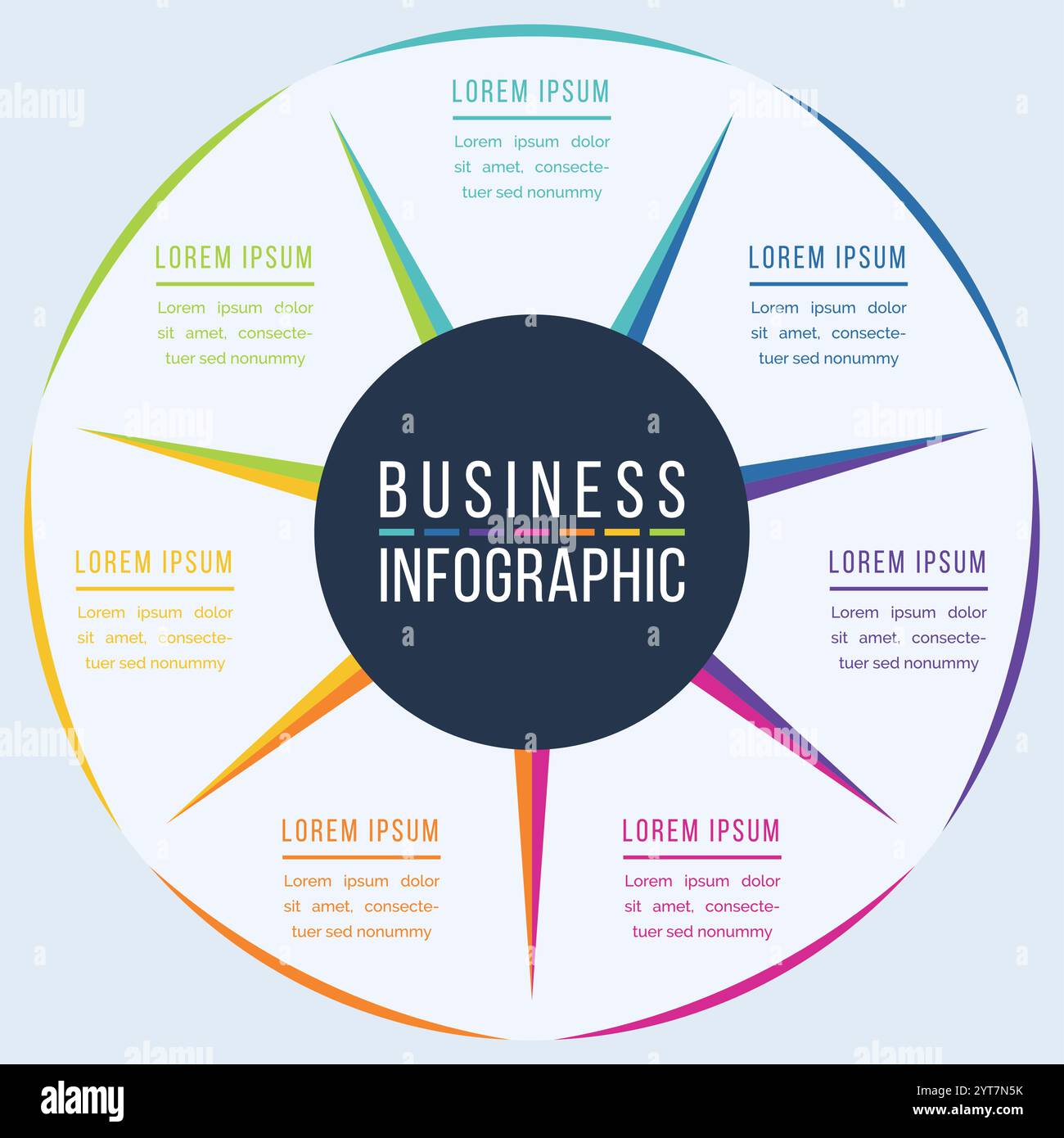 Kreis Infografik Vorlage Geschäftsinformationen 7 Objekte, Schritte, Elemente oder Optionen Infografik Design Stock Vektor