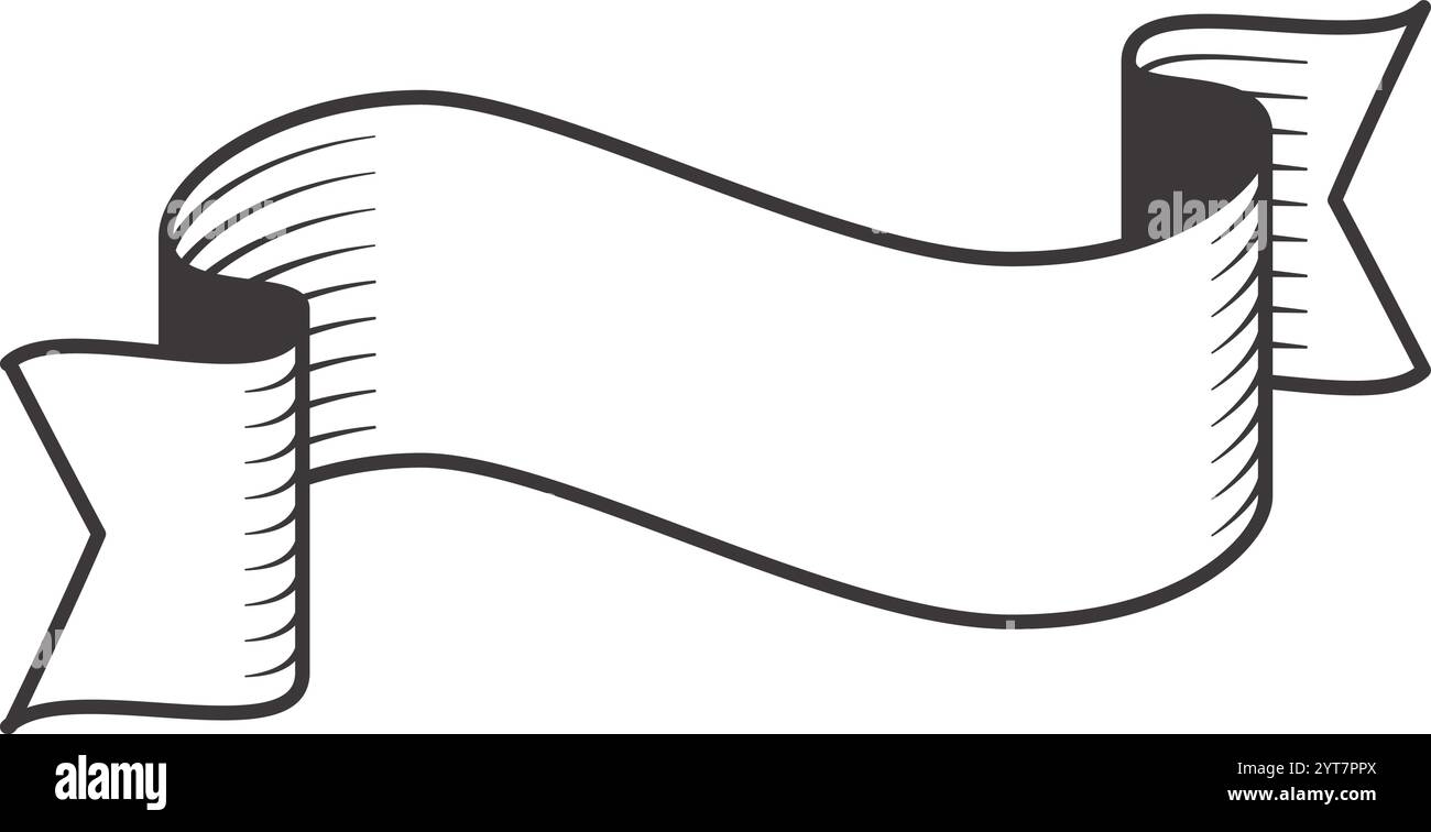 Schwebendes Bannerband mit fließenden Linien und eleganten Kurven, das ein Vintage-Design schafft, das sich perfekt für verschiedene dekorative Anwendungen eignet Stock Vektor