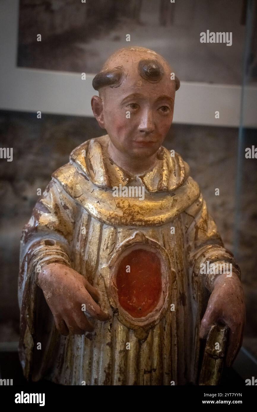 Reliquienbüste des Heiligen Bernhard, 18. Jahrhundert, Kloster Santa María de Carracedo, 10. Jahrhundert, Carracedo del Monasterio, Region El Bierzo, Castil Stockfoto