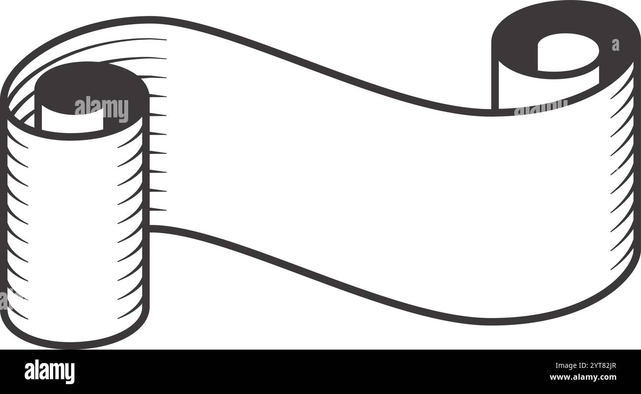 Das elegante Scrollbanner zeigt einen leeren Bereich, der perfekt zum Hinzufügen von benutzerdefiniertem Text oder Designs ist, ideal für Ankündigungen, Einladungen oder Stock Vektor