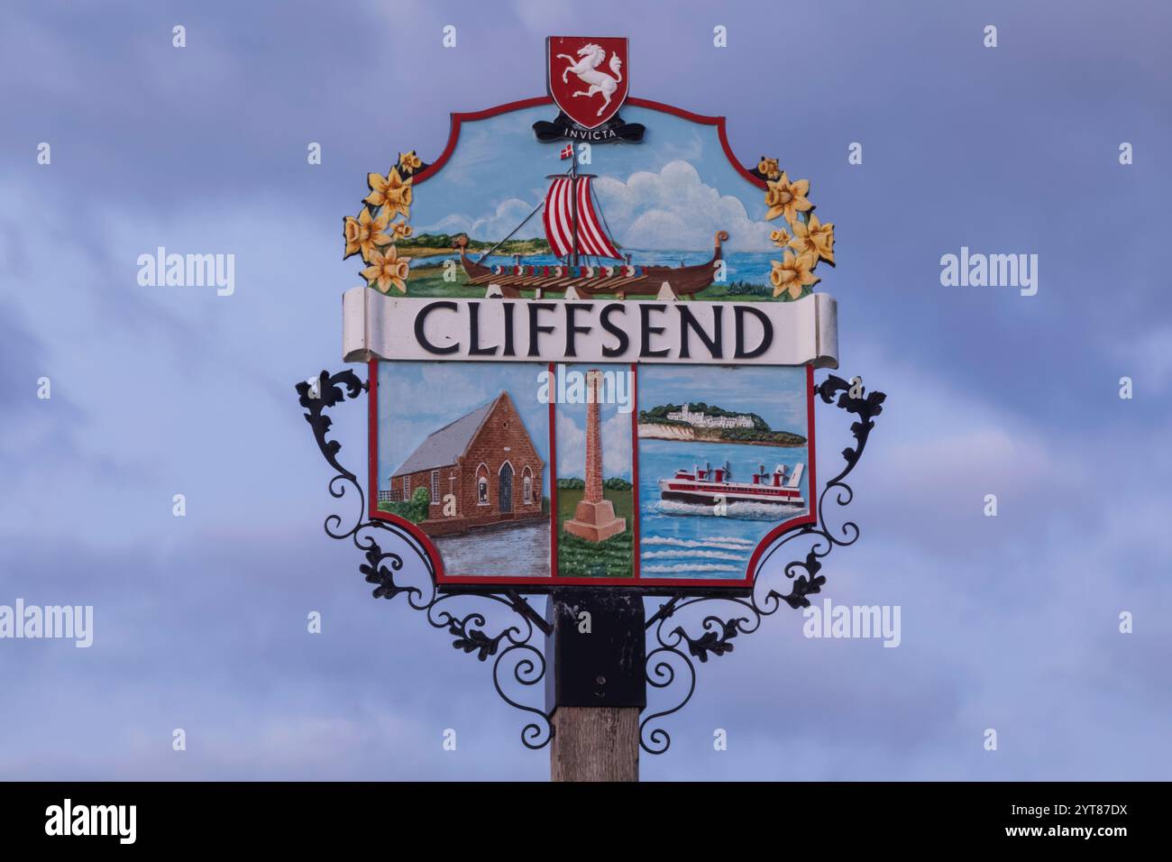 England, Kent, Cliffsend, Dorfschild Stockfoto