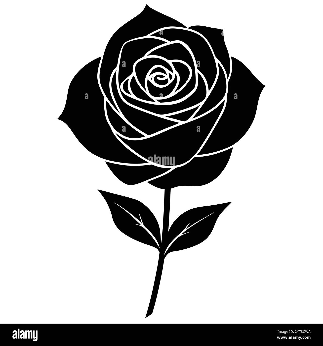 Eleganter Garten Rose Papier Blume Silhouette Vektor Kunst Hochzeitseinladungen & Blumen Design Grafiken Stock Vektor