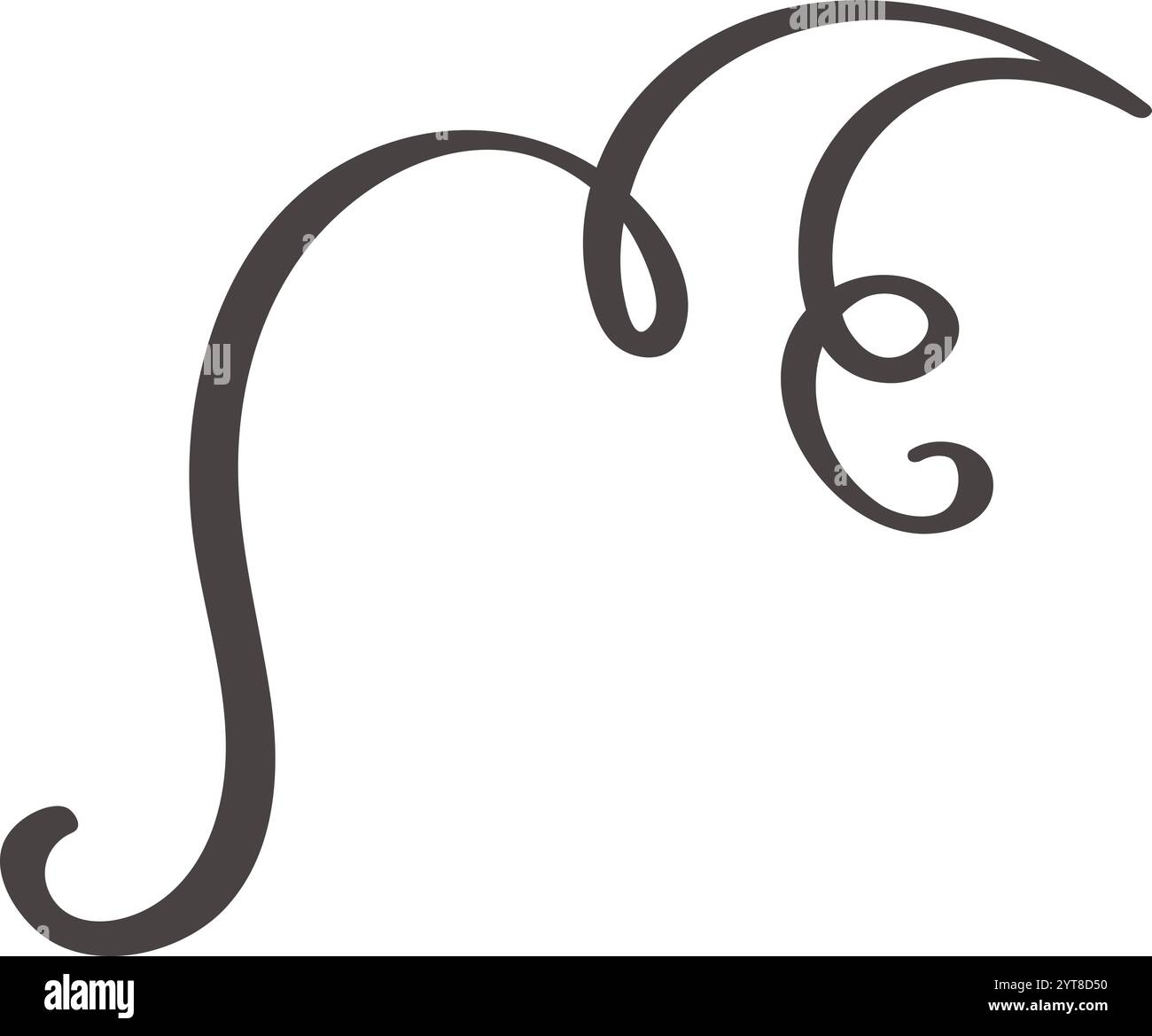 Handgezeichnetes elegantes Blümchen schafft einen stilvollen Buchstaben m mit komplizierten dekorativen Wirbeln und Locken, perfekt für verschiedene Designs Stock Vektor