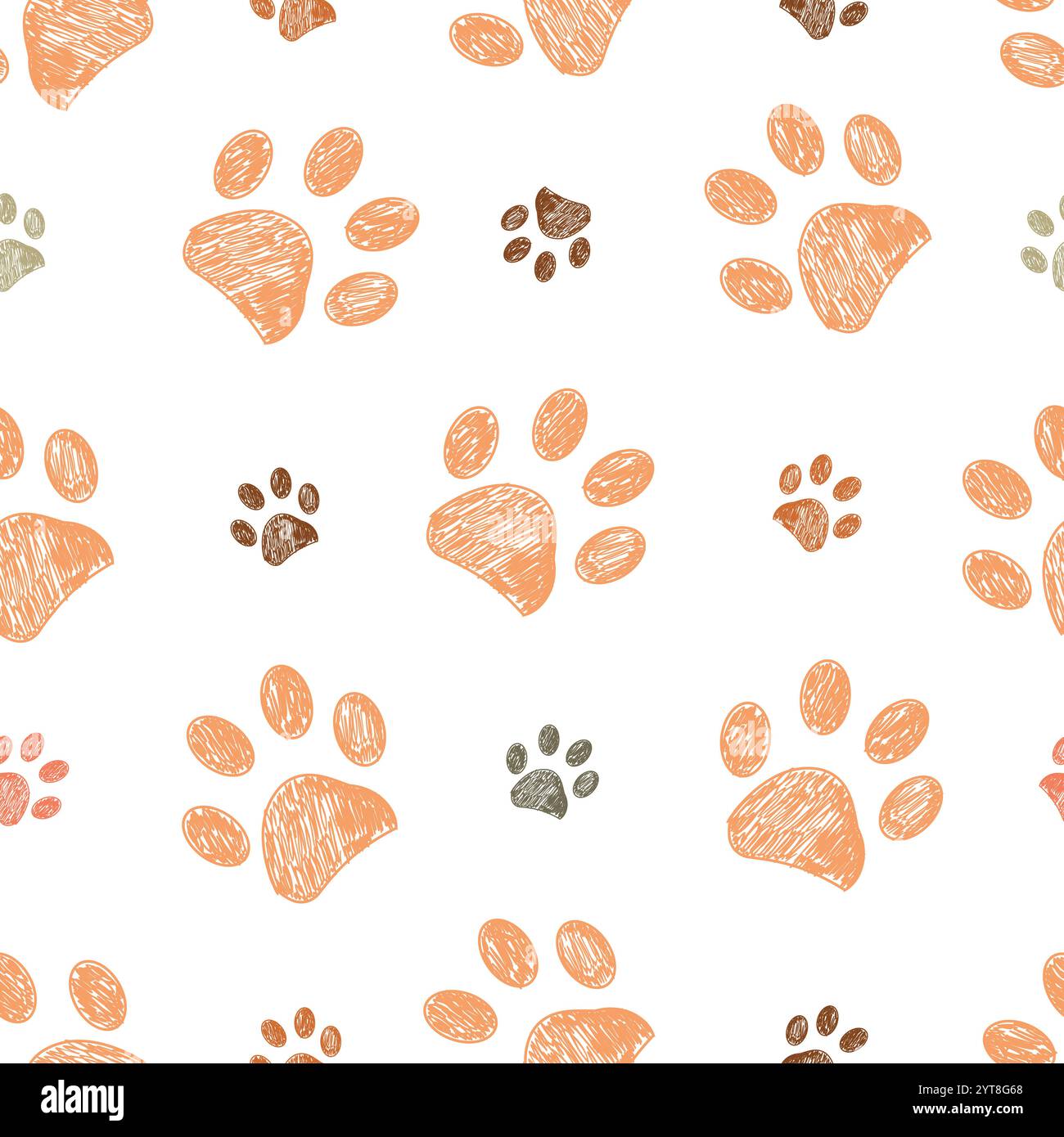 Erdfarben Pfotenmuster mit nahtlosem Stoffmuster Stock Vektor