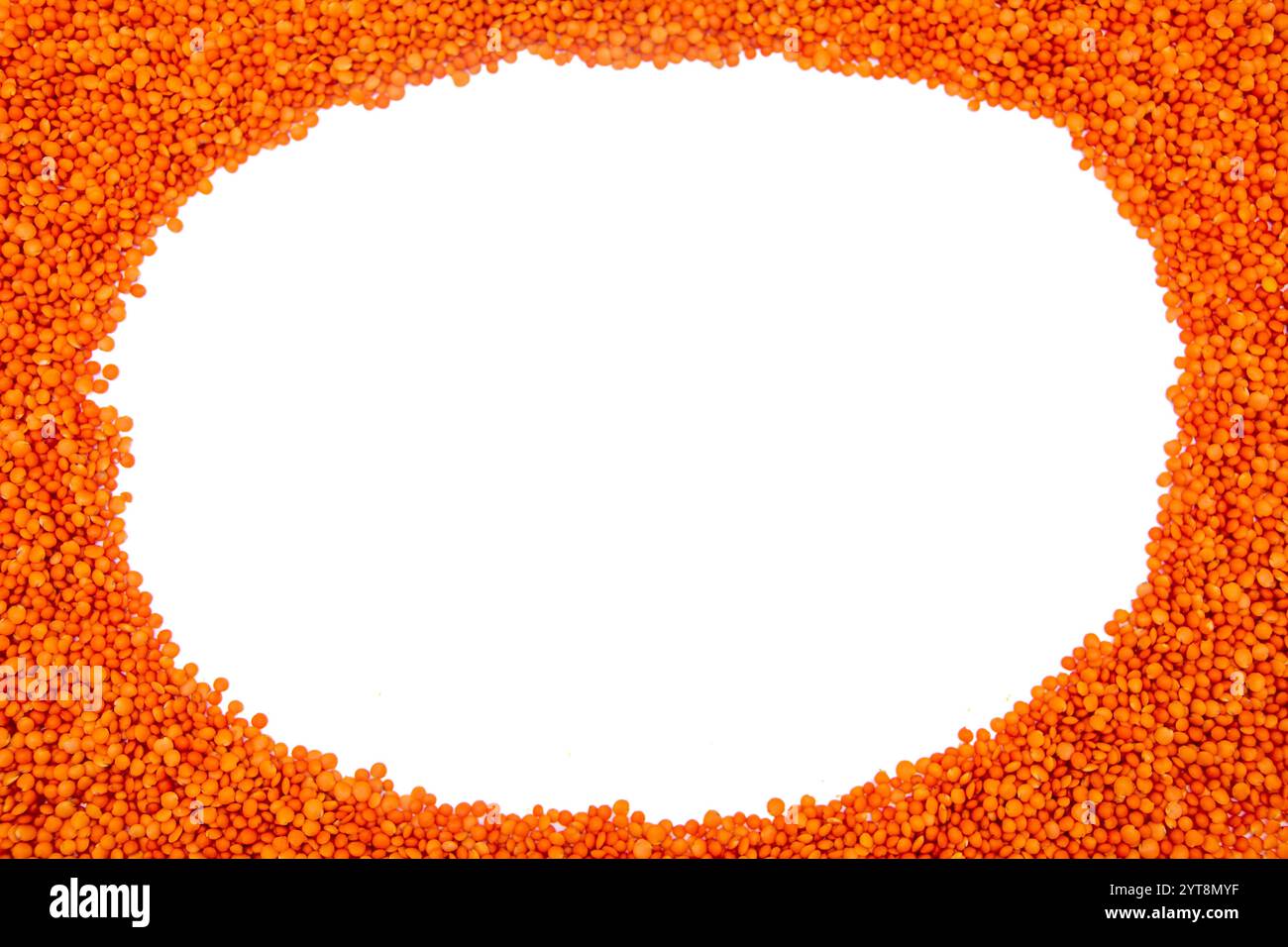 Eine weiße runde Hohlfläche, umgeben von roten Linsen. Stockfoto